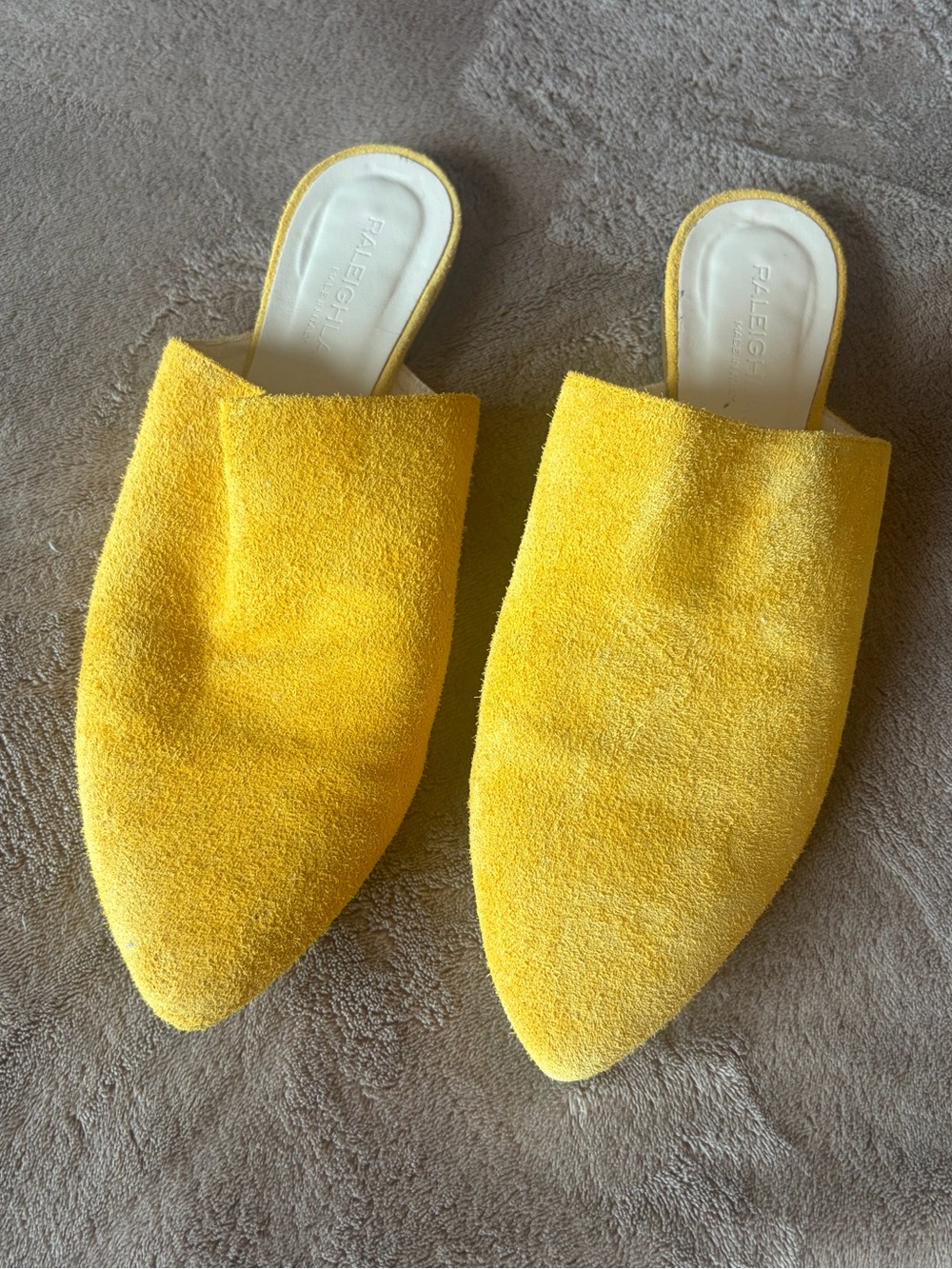 RALEIGH LABEL Yellow Suede Pointed Toe Slip-On Mules - Women